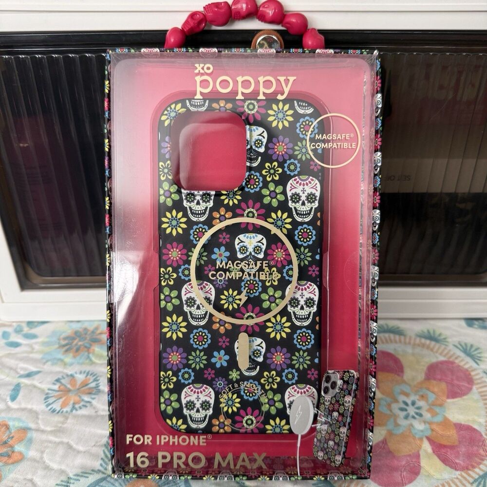 Poppy IPHONE 16 Pro Max Magsafe Dia De Los Muertos Case Skull Apple Phone New